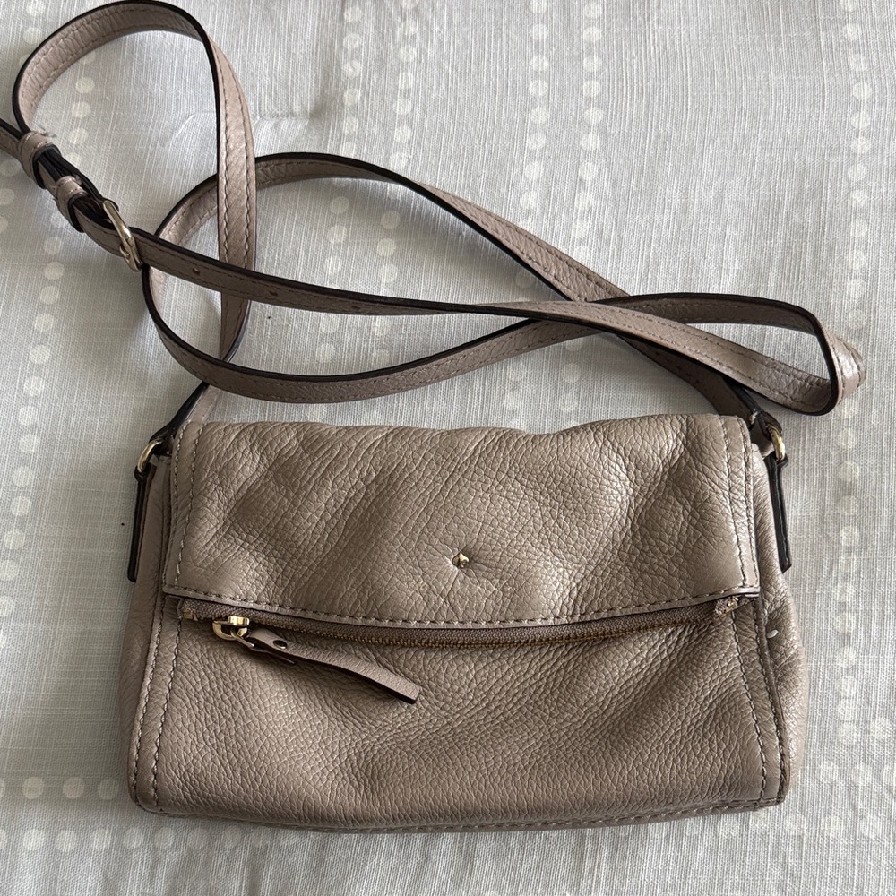 kate spade Taupe Pebbled Leather Crossbody Bag